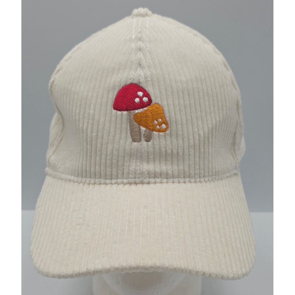Cream of Mushroom Corduroy Strapback Hat Unisex‎ Cream Embroidered Cap